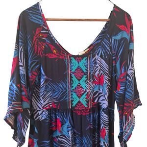 Roxy Womens Sunset City Dress Tropical Blue Maximalist Medium Resort Southwest